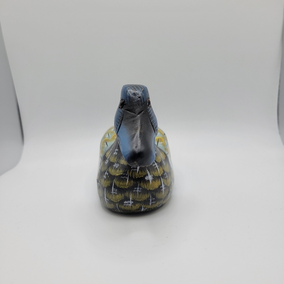 Wooden Duck Decoy Decor Handcarved Glass Eyes Hand Painted Small 3x8x2 - Picture 2 of 8